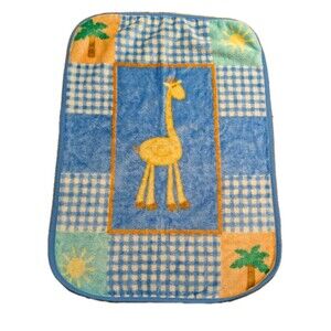 Carters Giraffe Jungle Zoo Safari Luxe Plush Baby Blanket Gingham Plaid Vintage